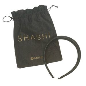 Revolve SHASHI Sleek Black Faux Leather Headband NWT